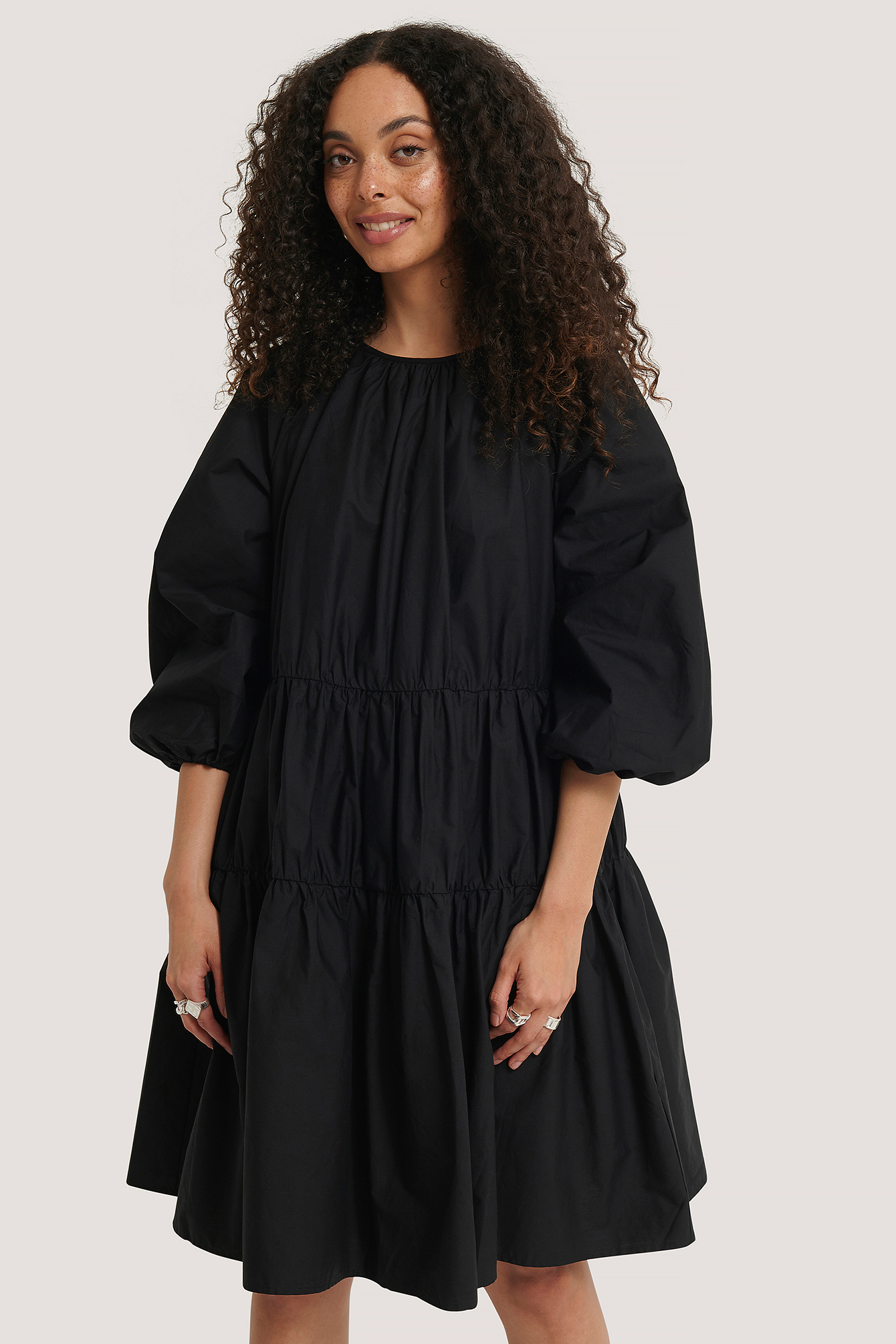 Oversized Cotton Short Dress Black | na ...